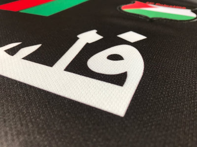 Palestine black football shirt with central stripes (red/green)